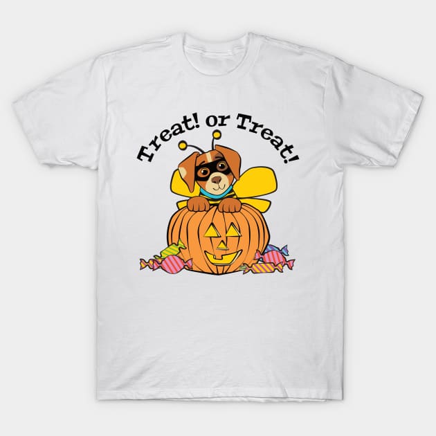 Halloween Dog Honey Bee Pumpkin T-Shirt by Sue Cervenka